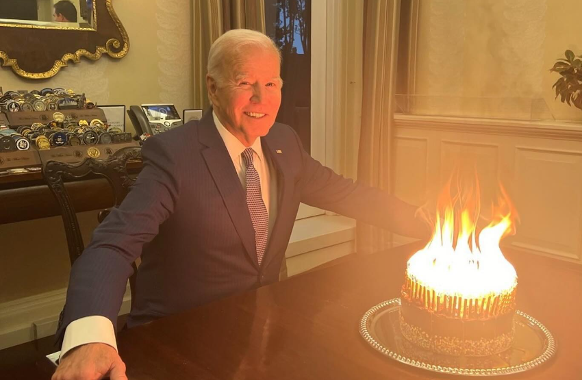 ФОТО 81 свеќа не се малку – Бајден ќе предизвикаше пожар со роденденската торта
