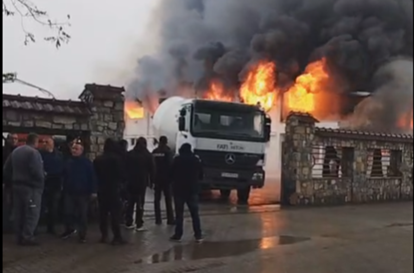  ВИДЕО Голем пожар во тетовско, гори фабрика за бои и лакови