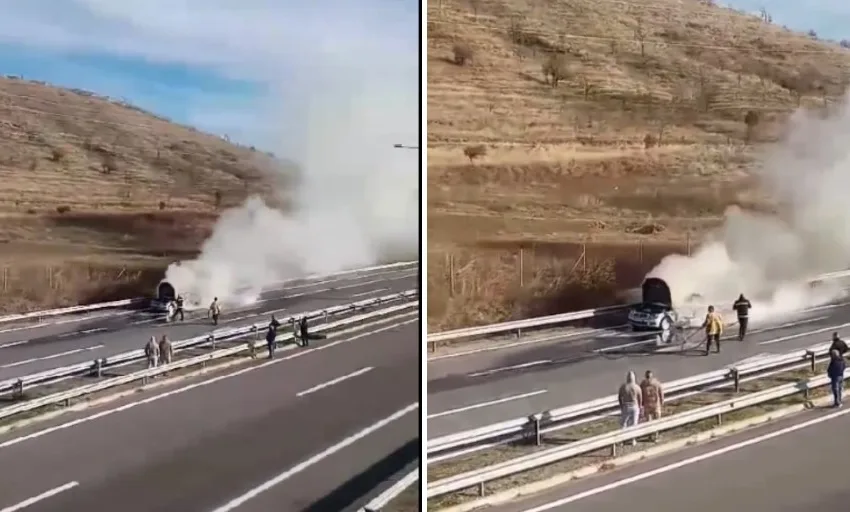 ВИДЕО: Се запали возило на автопатот Штип – Миладиновци