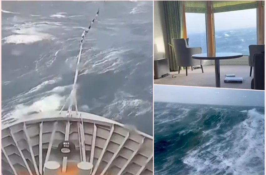  ВИДЕО СНИМЕН СТРАШЕН МОМЕНТ! Џиновски бран фрла луксузен брод за крстарење како да е од хартија