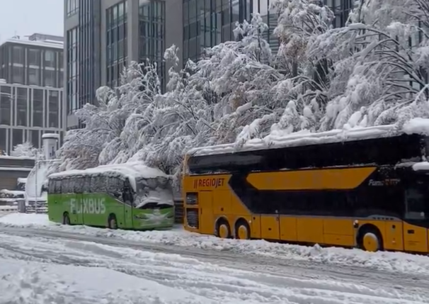  ВИДЕО Снегот ја парализира Баварија, затворен аеродромот во Минхен