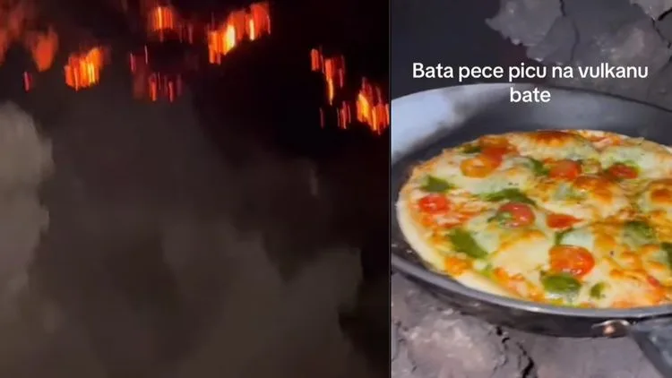  (ВИДЕО) ИСЛАНД: Балканец испече пица на вулканска лава