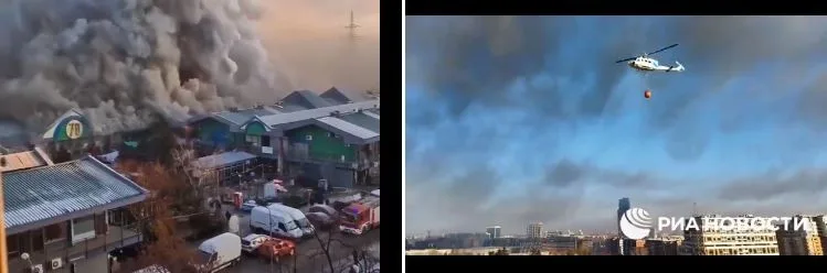  „ОСТАНАВ БЕЗ СЕ“: Пожар во трговски центар во Белгард, сопствениците во шок и неверување се обидуваат да ја спасат робата (ВИДЕО)