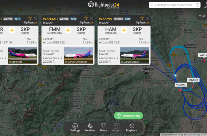  Три авиони кружат над Скопје и не може да слетаат на скопскиот аеродром