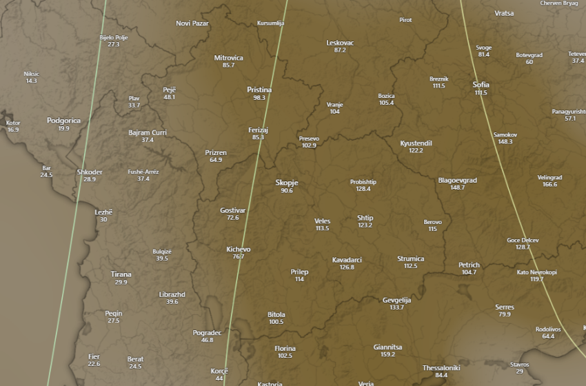  Висока концентрација на пустински песок над Македонија