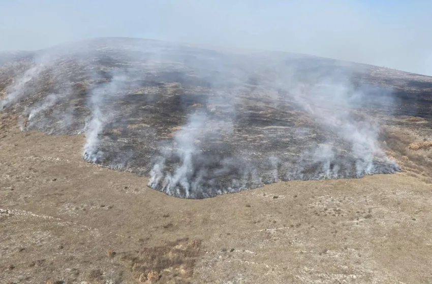 ВИДЕО: Хеликоптерот на МВР исфрли над 30 тони вода, локализиран пожарот на планината Жеден