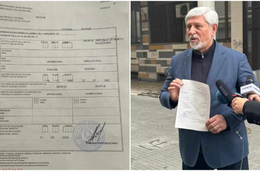  Управата му се извини на Јакимовски што син му и снаата наместо извод за венчани добиле умреница