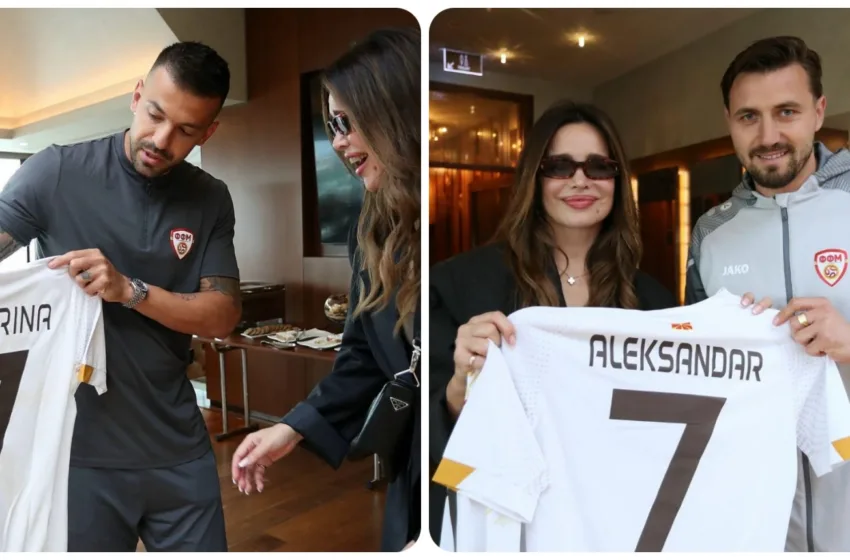 Северина им посака среќа на македонските фудбалери, во замена си доби – дрес (ФОТО)