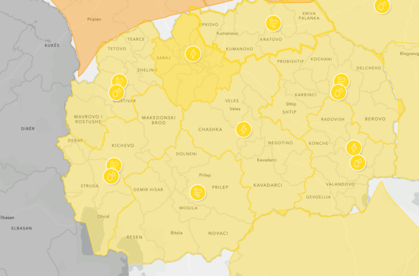  Метео аларм за Македонија: Доаѓа невреме со дожд, грмежи и силен ветер
