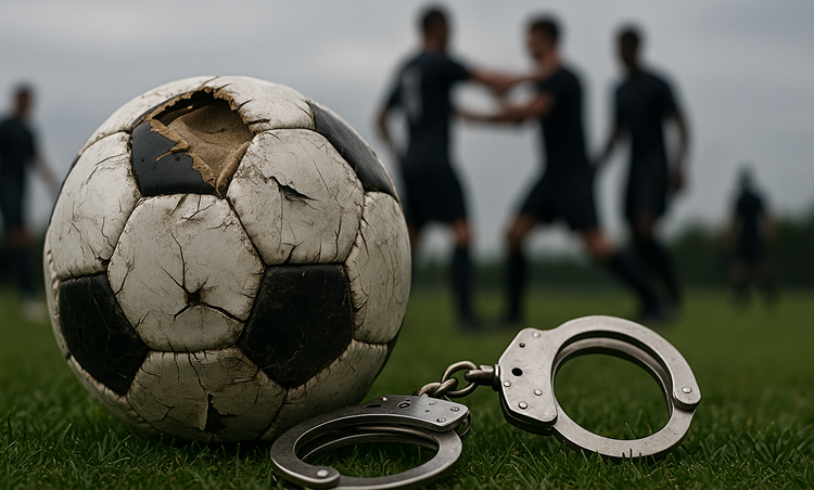 „Сцена по тепачка на натпревар – симболично, топката остана оштетена покрај полициските лисици.